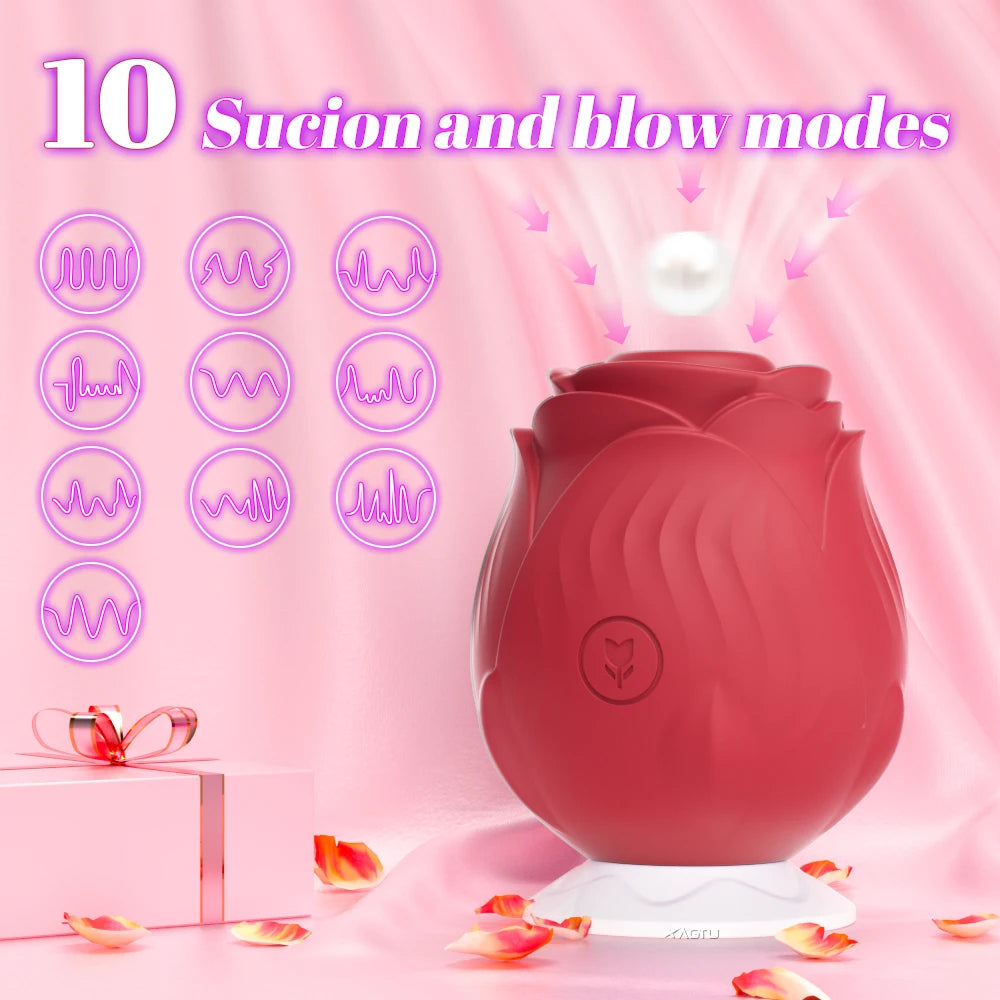 Rose Clitoral Suction Vibrator, 10 Modes