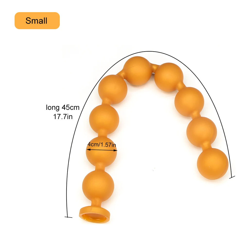 9-Ball Silicone Anal Beads, Black or Gold