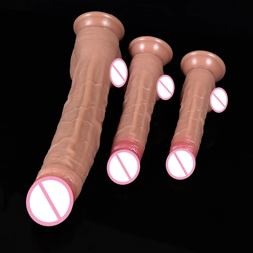 Realistic Silicone Dildo with Suction Cup, 3 Sizes