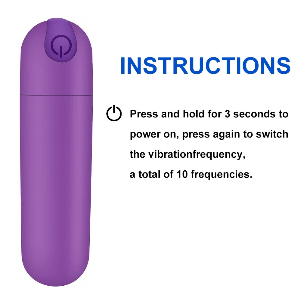 Rechargeable Mini Bullet Vibrator, 10 Speeds