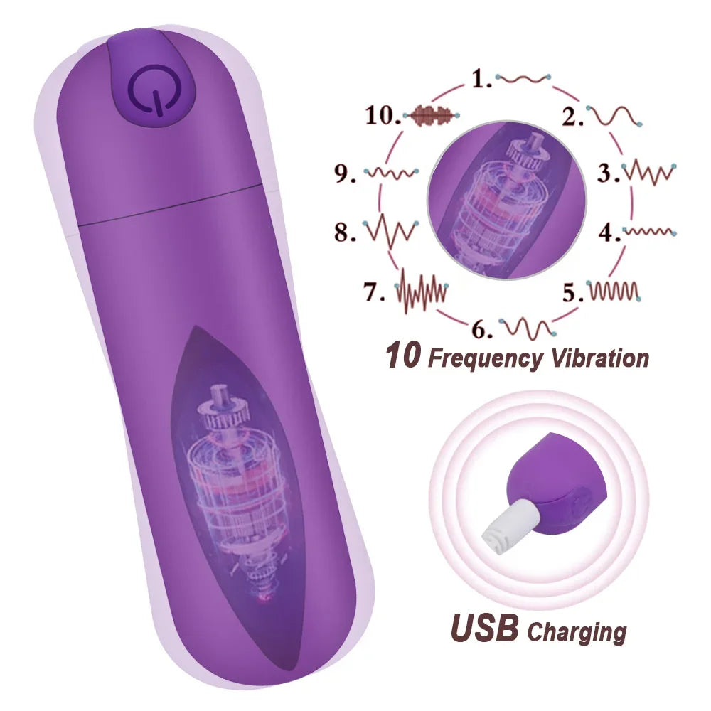 Rechargeable Mini Bullet Vibrator, 10 Speeds