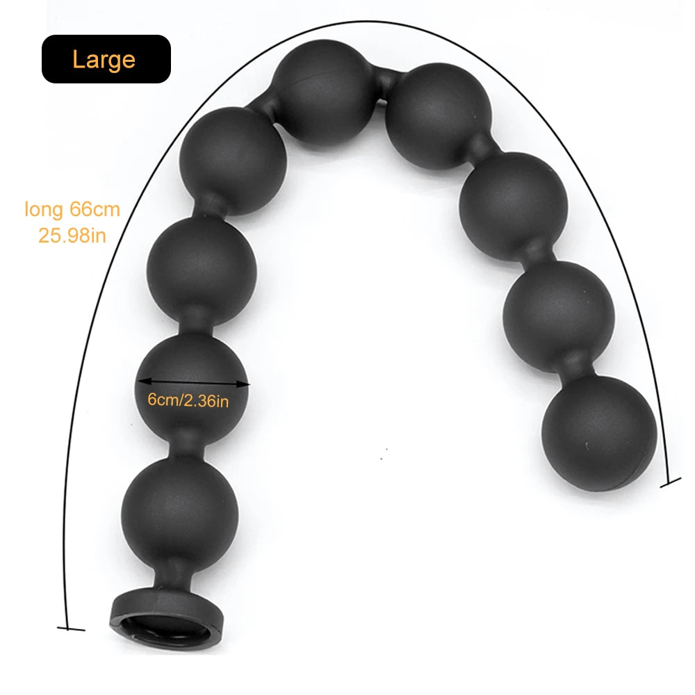9-Ball Silicone Anal Beads, Black or Gold