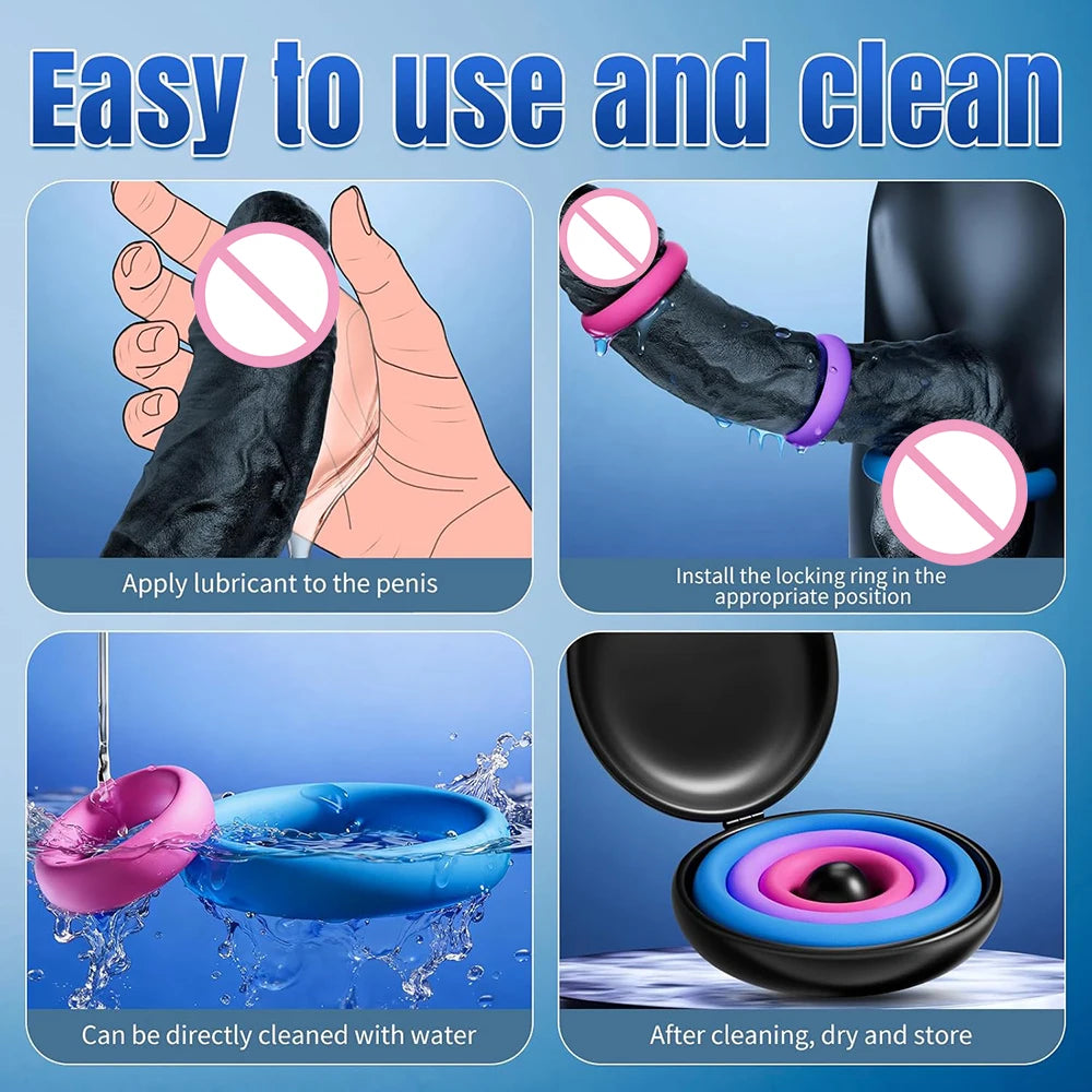 Silicone Cock Ring Set, 3 Sizes S/M/L