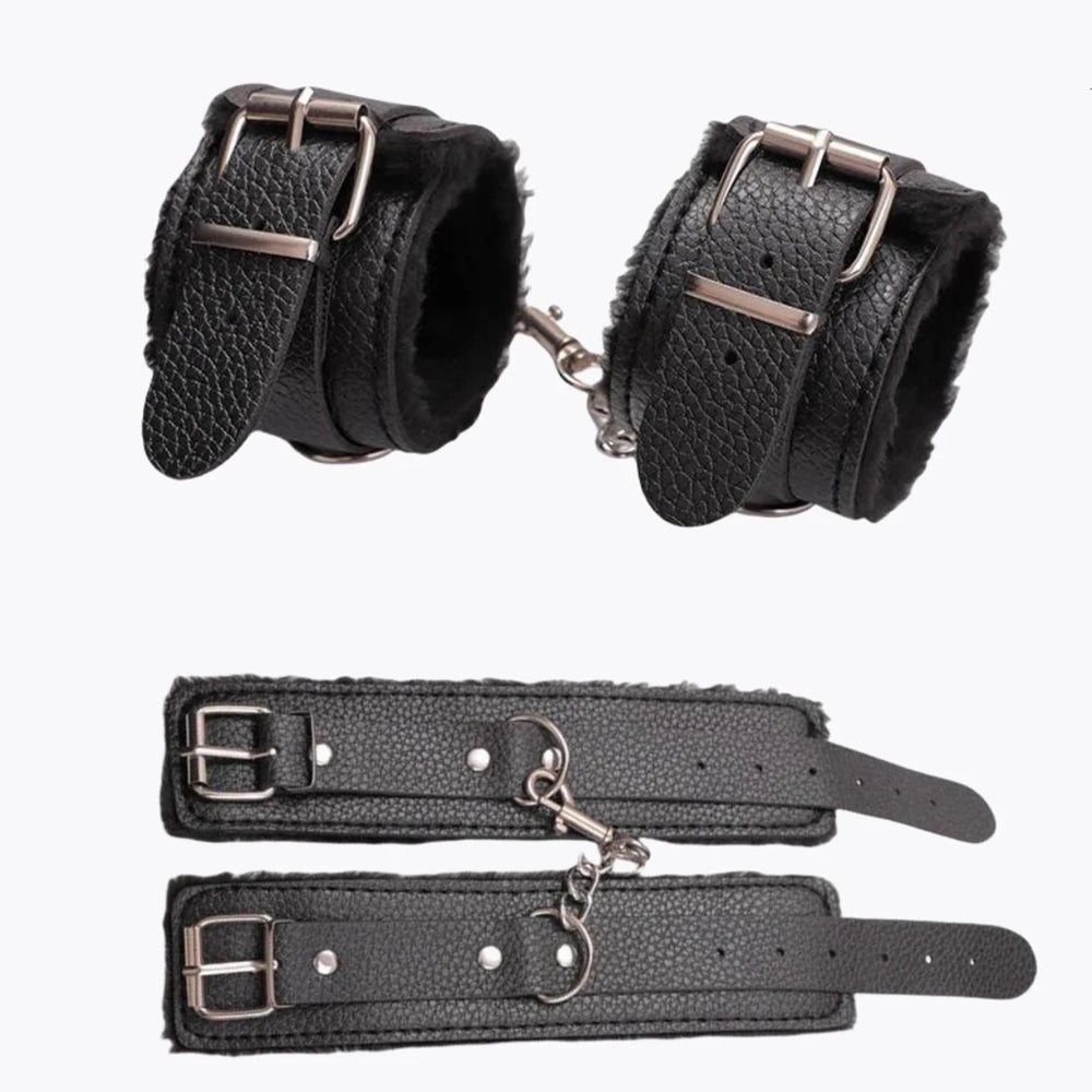 Plush Wrist Cuffs with Chain, 4 Colours