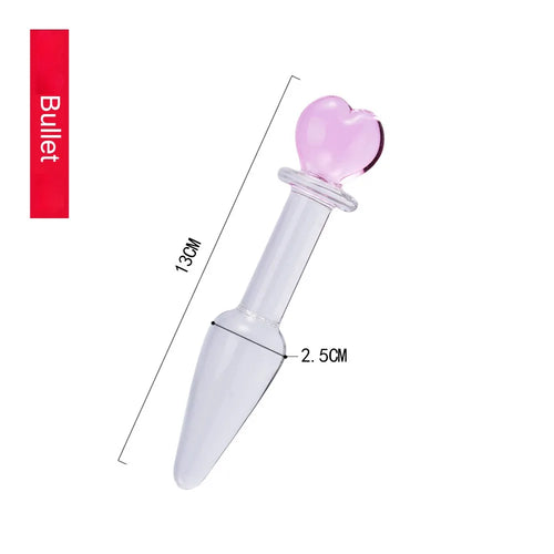 Crystal Glass Butt Plug, Bullet S M L
