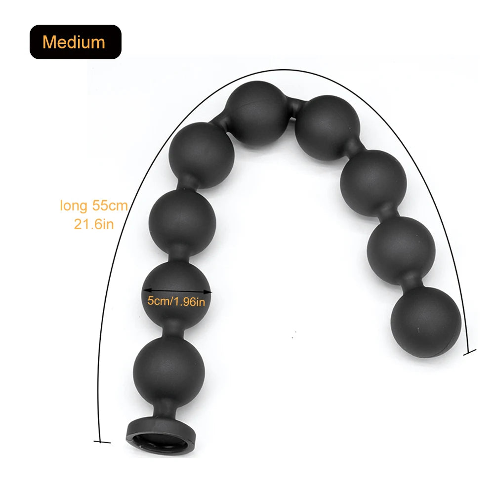 9-Ball Silicone Anal Beads, Black or Gold