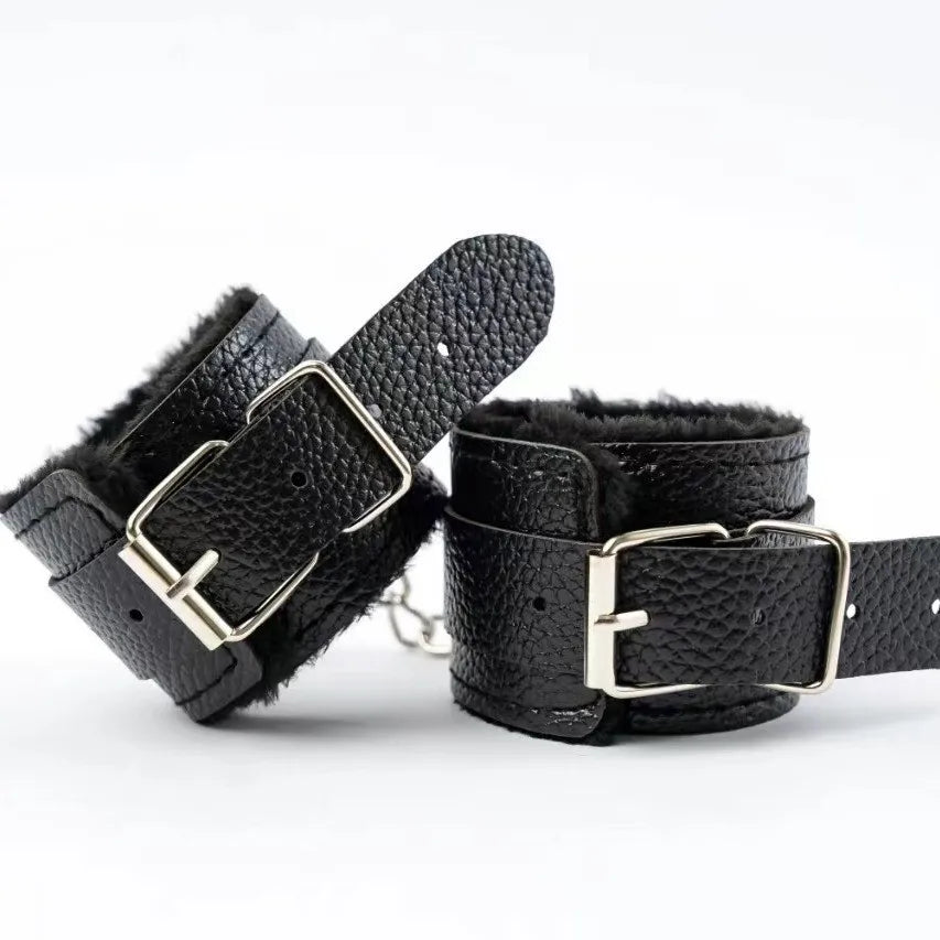 Plush Wrist Cuffs with Chain, 4 Colours