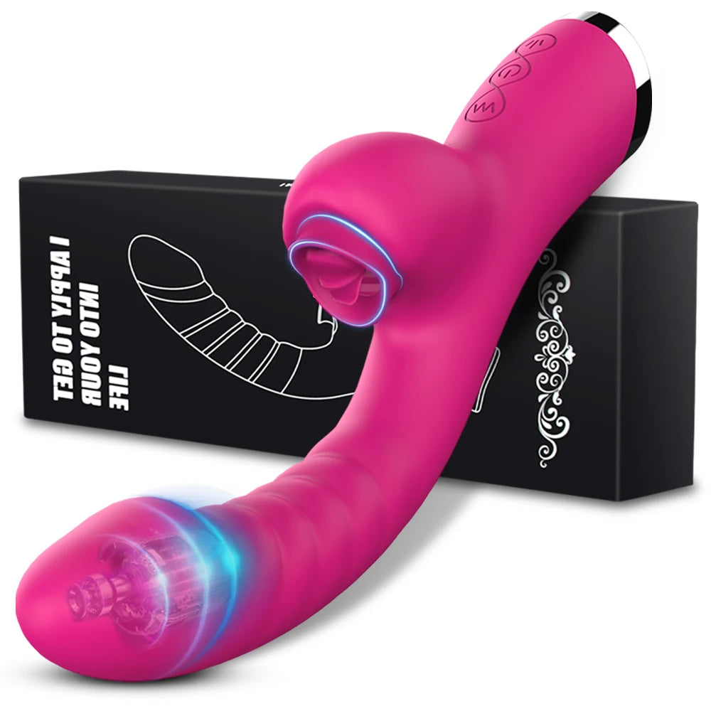 Tongue Licking Vibrator with Flexible Tongue, 2-in-1