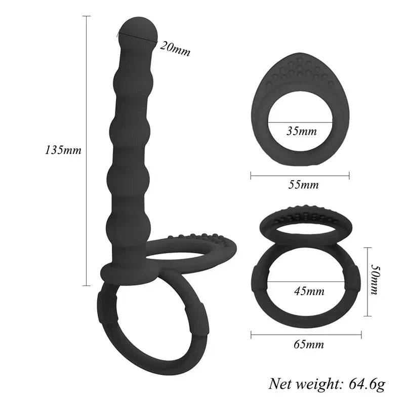 Silicone Anal Beads with Cock Ring