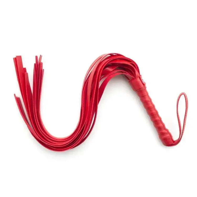 Faux Leather Whip and Plush Handcuffs, Choice of Colours