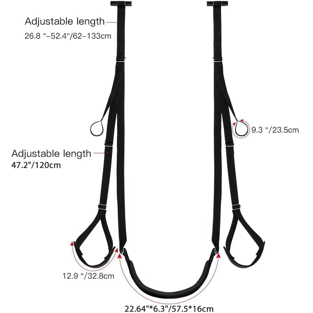 Over-the-Door Sex Swing with Adjustable Straps, Black