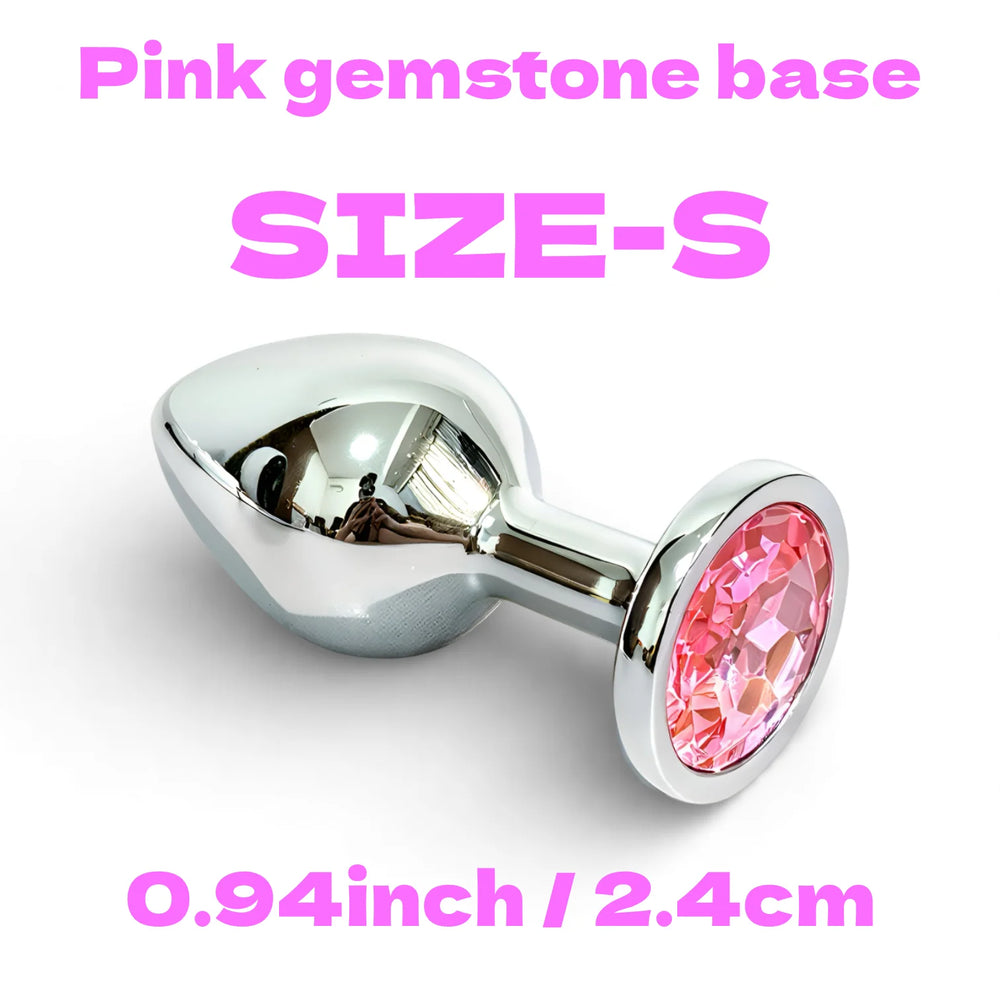 Metal Butt Plug Set with Pink Gem Base, 5 Sizes
