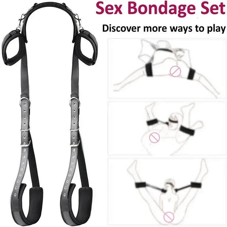 Nylon Open-Leg Ankle Cuffs Restraint Kit, Black