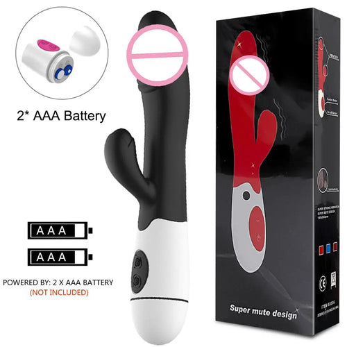 30-Speed Rabbit Vibrator, Battery or Rechargeable, 3 Colours