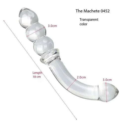 2-in-1 Glass Beaded Butt Plug, Transparent