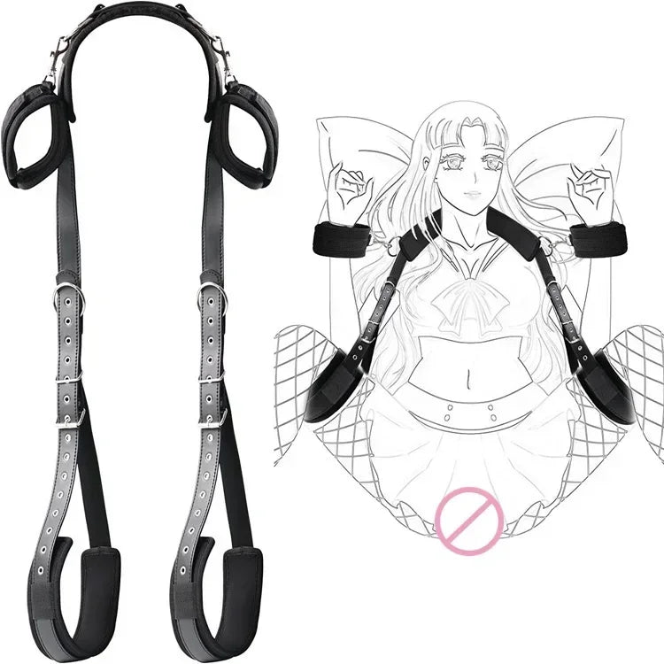 Nylon Open-Leg Ankle Cuffs Restraint Kit, Black