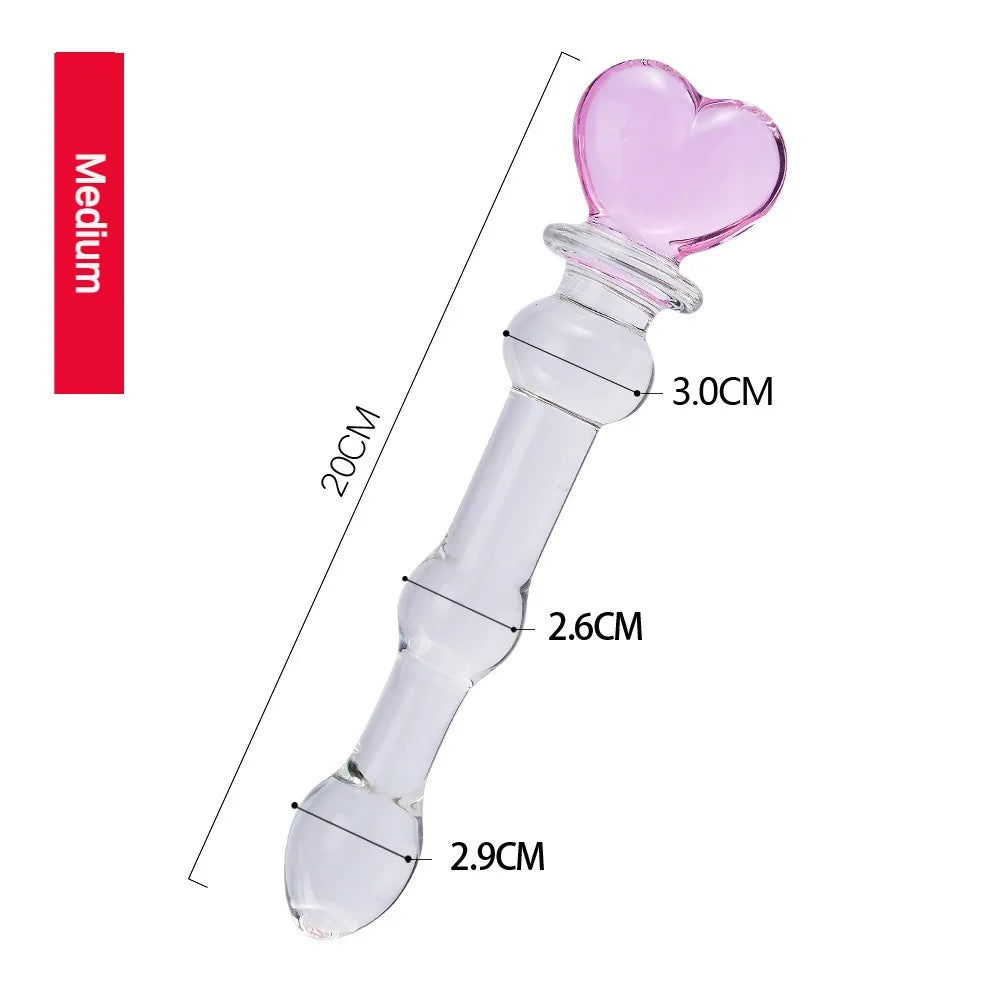 Crystal Glass Butt Plug, Bullet S M L