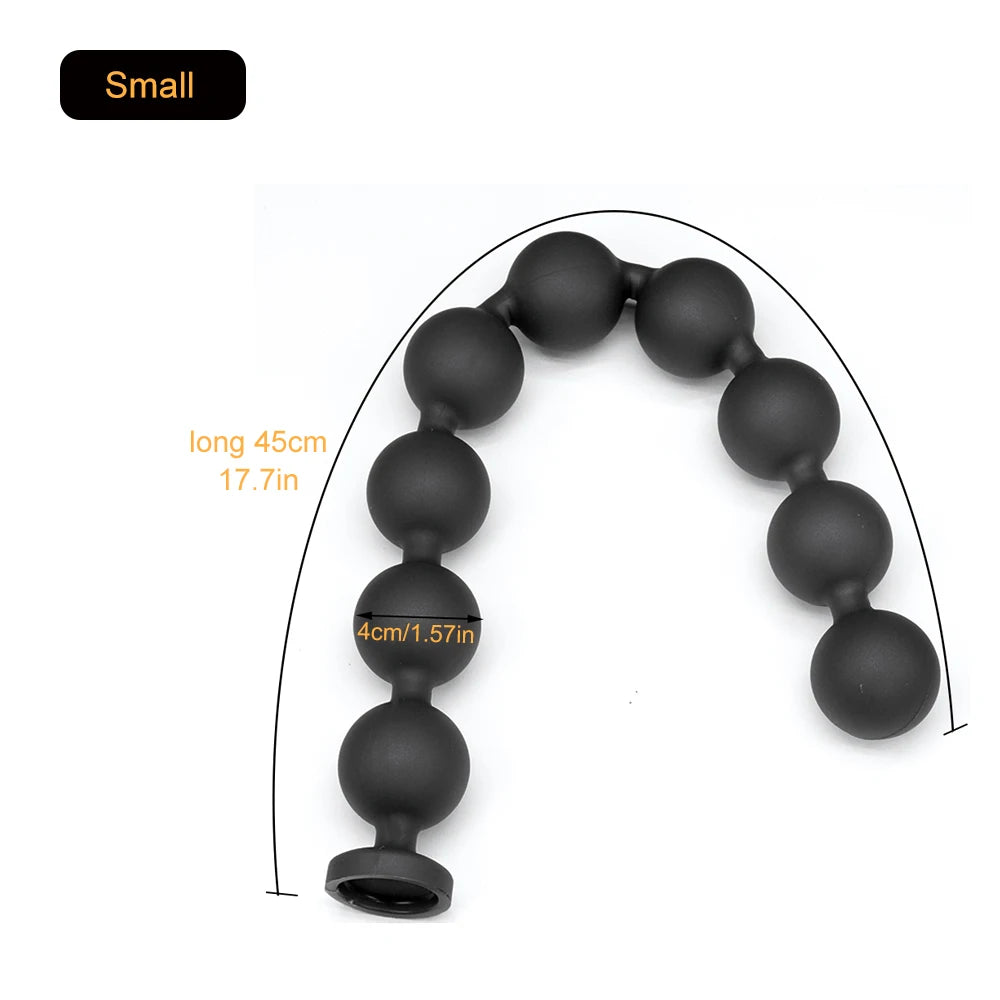 9-Ball Silicone Anal Beads, Black or Gold