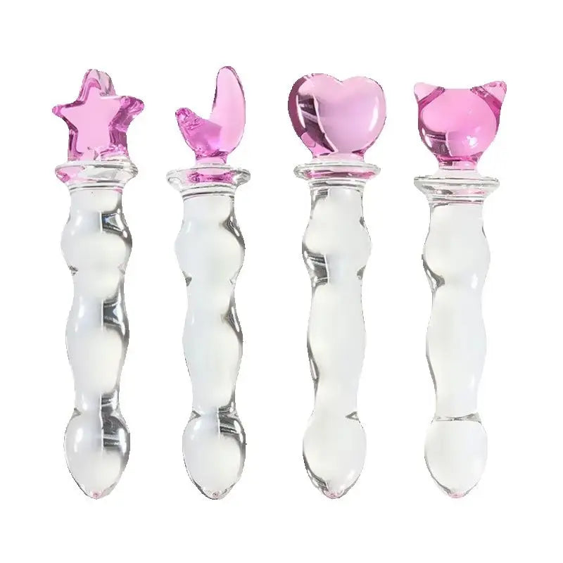 Glass Butt Plug, Star, Moon, Heart or Cat Shape