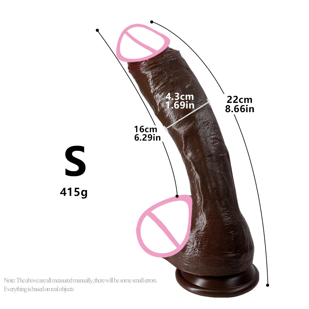 Black Silicone Suction Cup Dildo, S to XXL