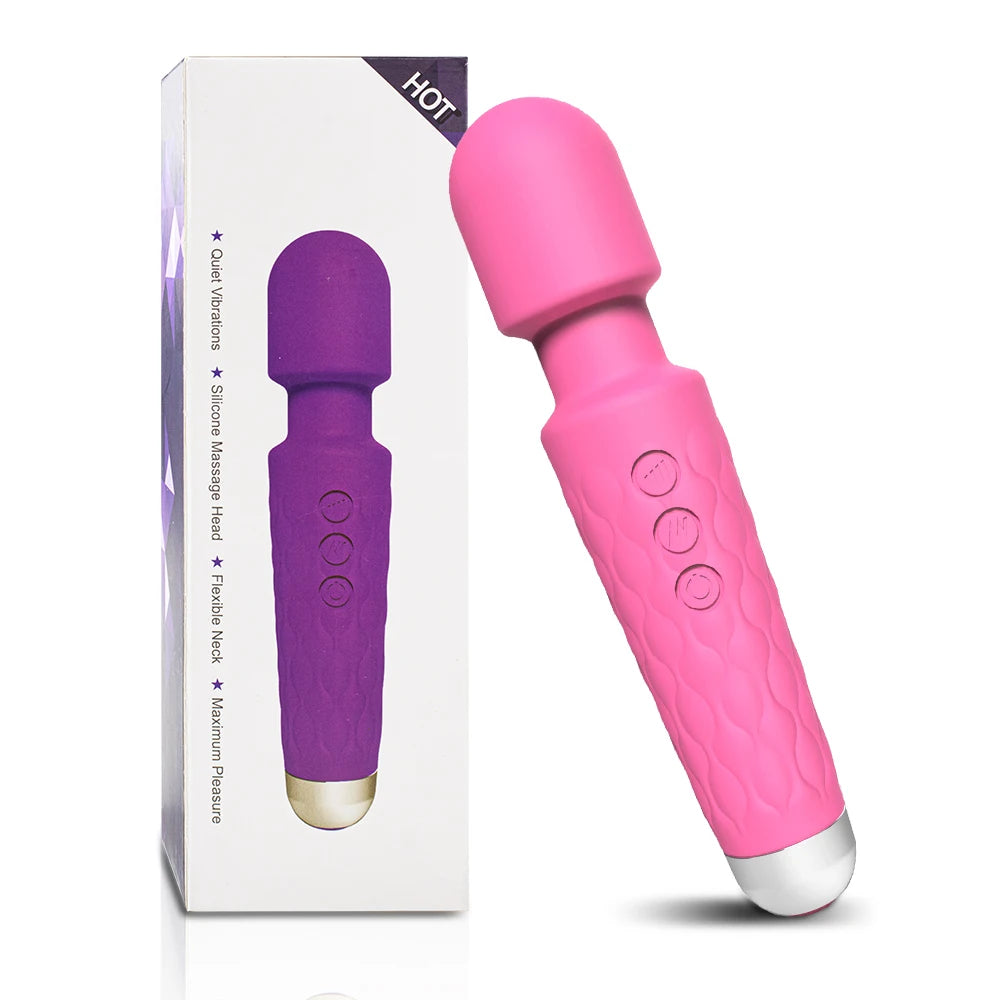 Bendable Head Wand Vibrator, 20 Modes, USB Rechargeable