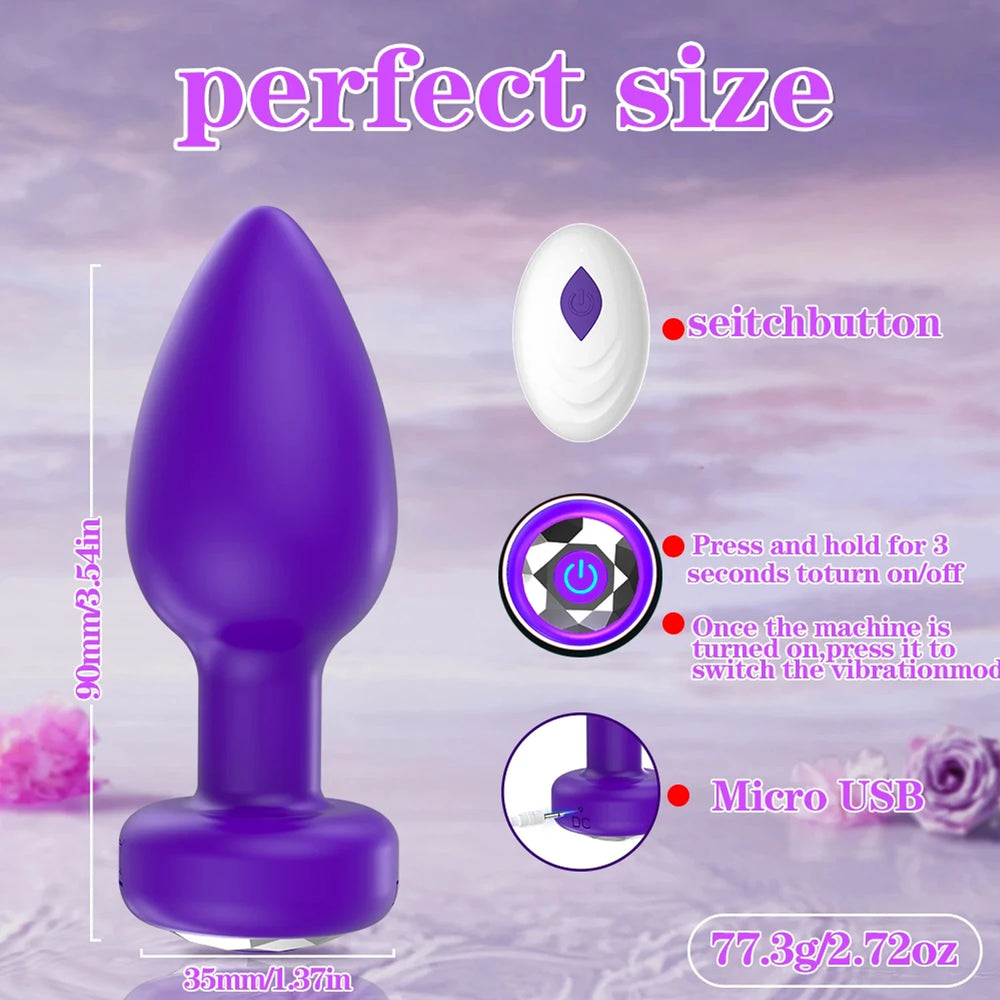 Vibrating Butt Plug, Remote or App Control, 10 Modes