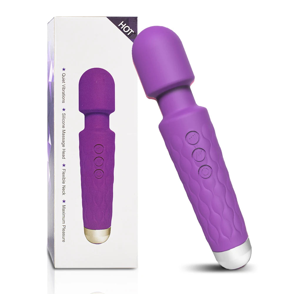 Bendable Head Wand Vibrator, 20 Modes, USB Rechargeable