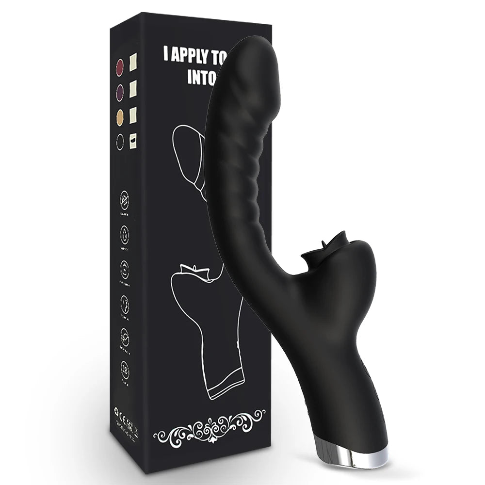 Tongue Licking Vibrator with Flexible Tongue, 2-in-1