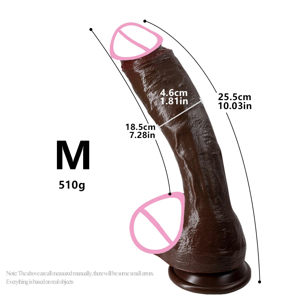 Black Silicone Suction Cup Dildo, S to XXL