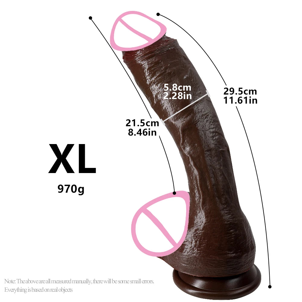 Black Silicone Suction Cup Dildo, S to XXL