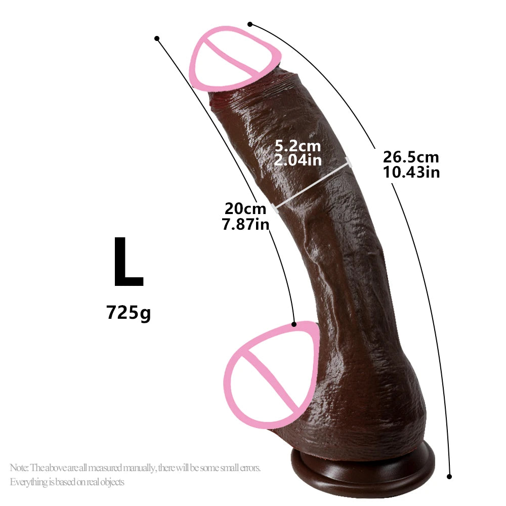 Black Silicone Suction Cup Dildo, S to XXL