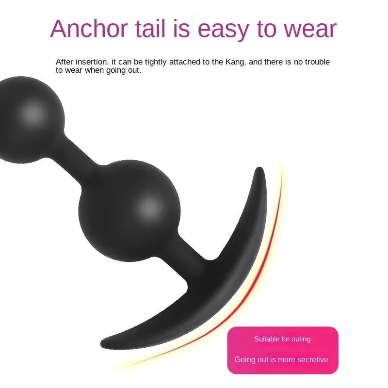 Silicone Anal Beads with Flared Anchor Base, 3 to 6 Beads