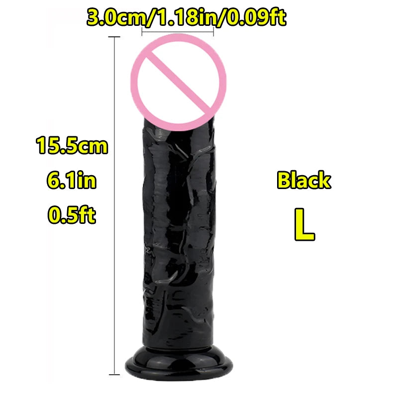Realistic Suction Cup Dildo, Multiple Sizes and Colours