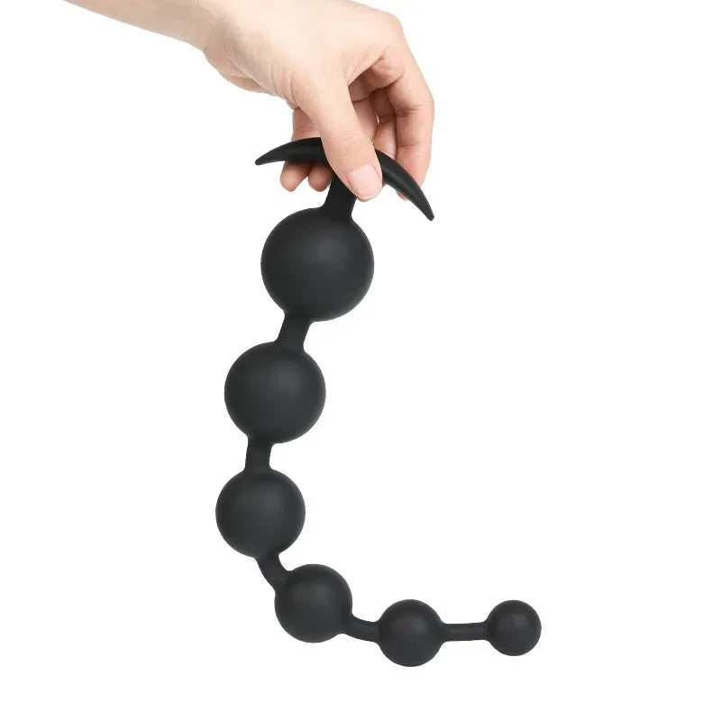 Silicone Anal Beads with Flared Anchor Base, 3 to 6 Beads