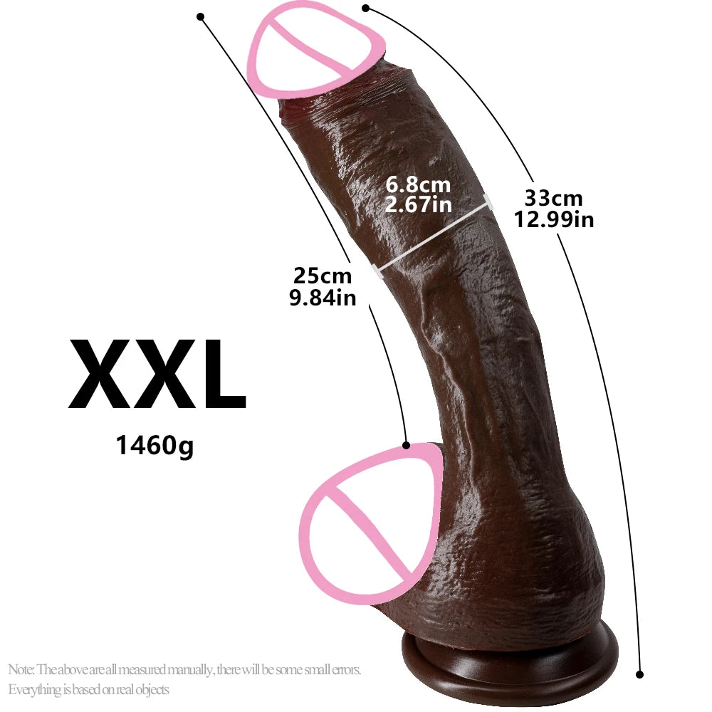 Black Silicone Suction Cup Dildo, S to XXL