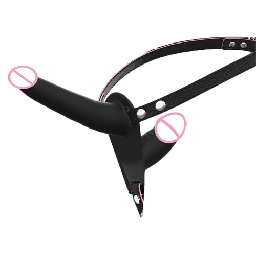 Double-Headed Strap-On Harness Set, Adjustable, With or Without Vibration