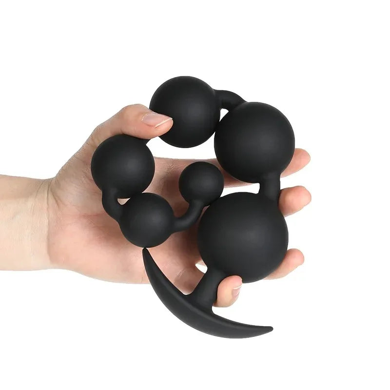 Silicone Anal Beads with Flared Anchor Base, 3 to 6 Beads