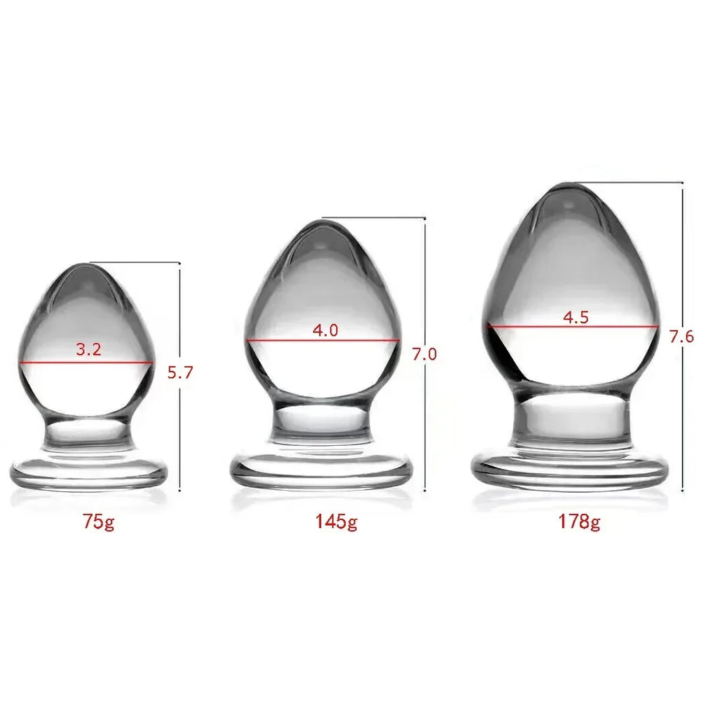 Glass Anal Plug, Small, Medium or Large