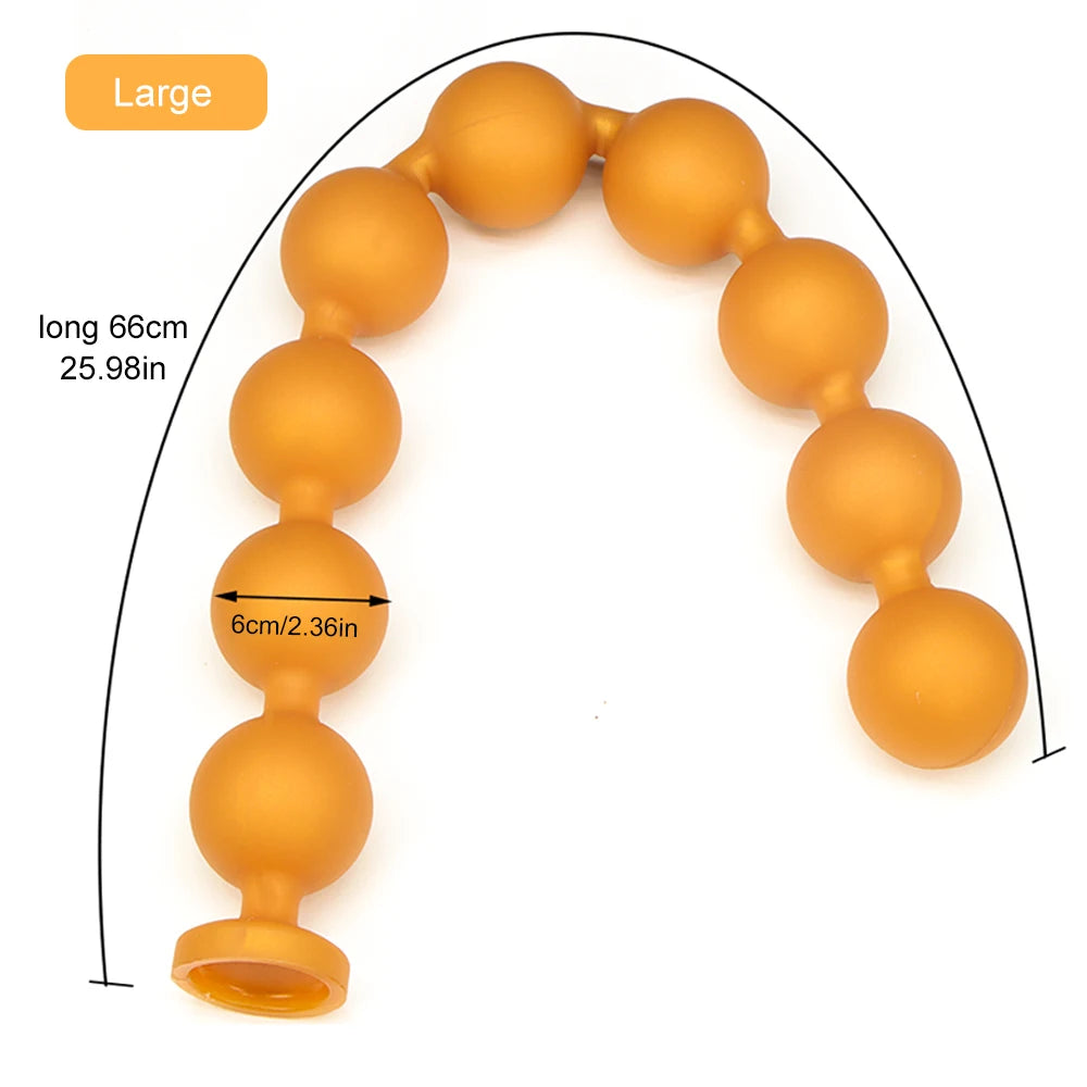 9-Ball Silicone Anal Beads, Black or Gold