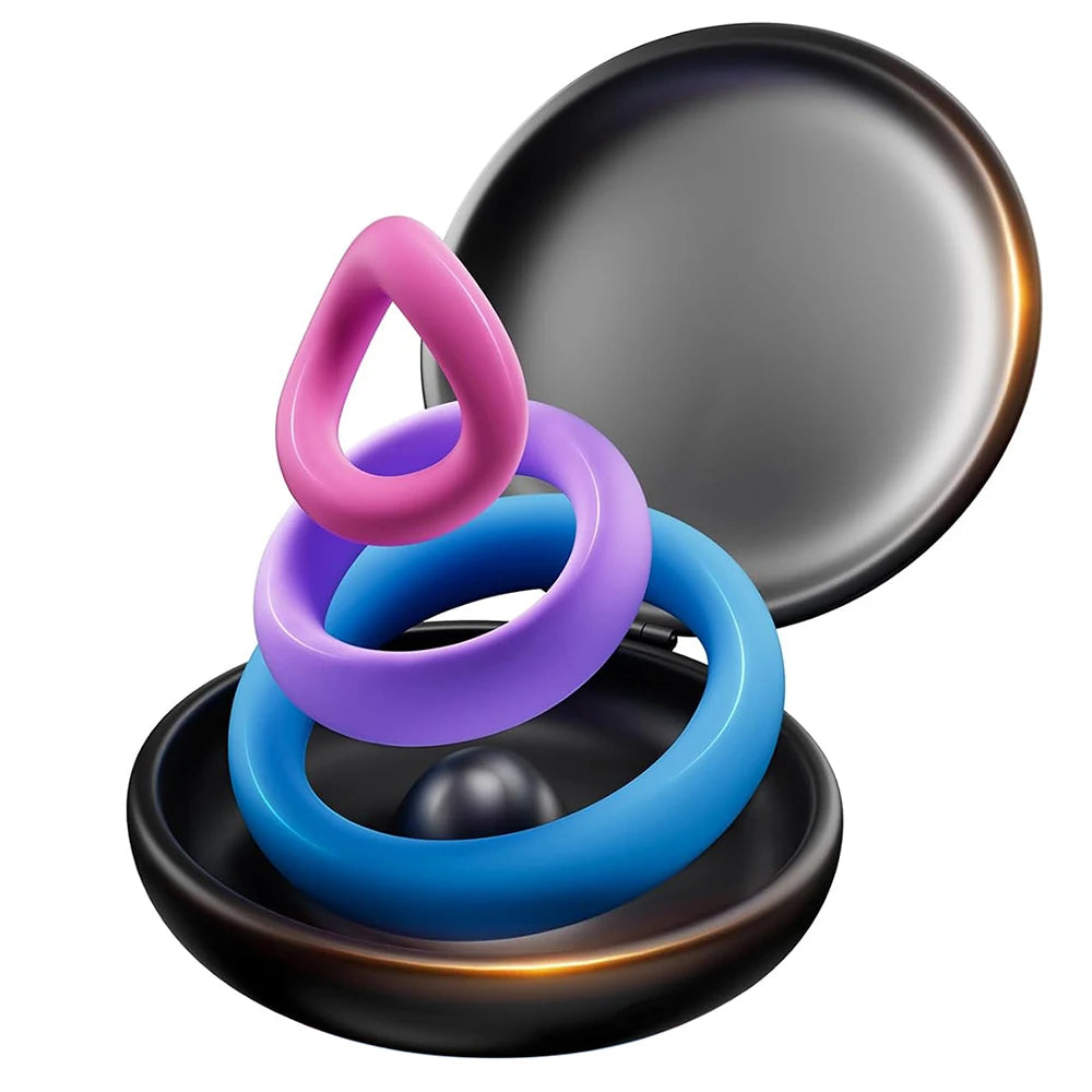 Silicone Cock Ring Set, 3 Sizes S/M/L