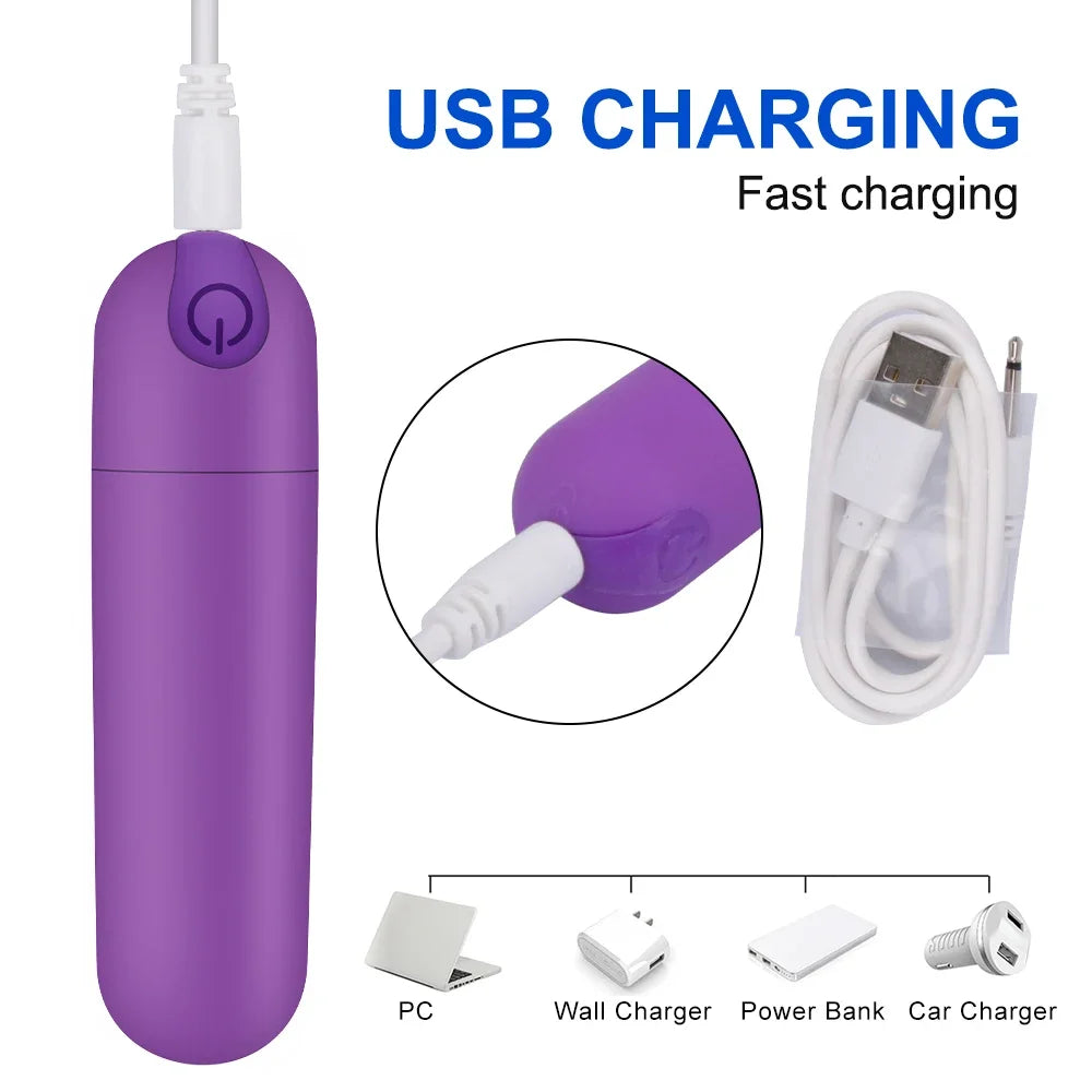 Rechargeable Mini Bullet Vibrator, 10 Speeds