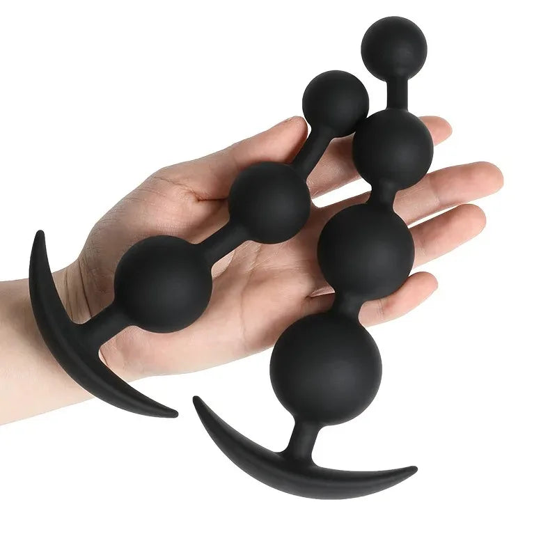 Silicone Anal Beads with Flared Anchor Base, 3 to 6 Beads