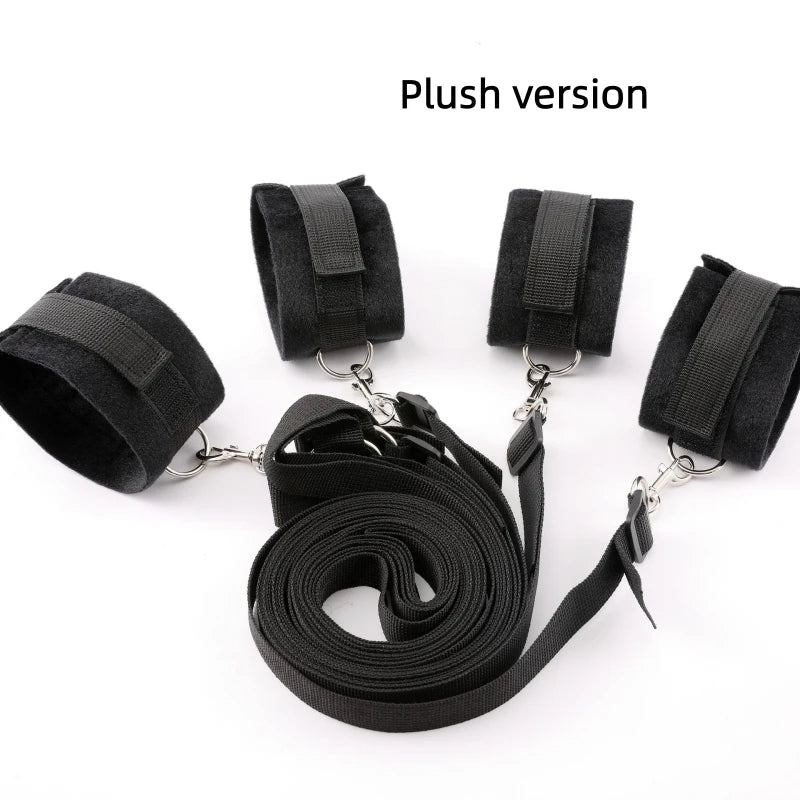 Adjustable Bed Restraint Set, Wrist and Ankle Cuffs, With or Without Plush