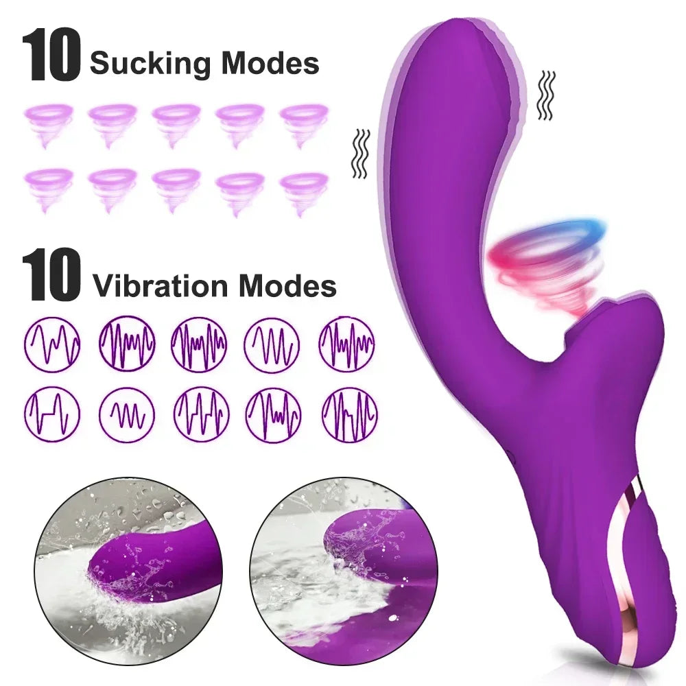 Rabbit Vibrator with Clitoral Suction, 20 Modes
