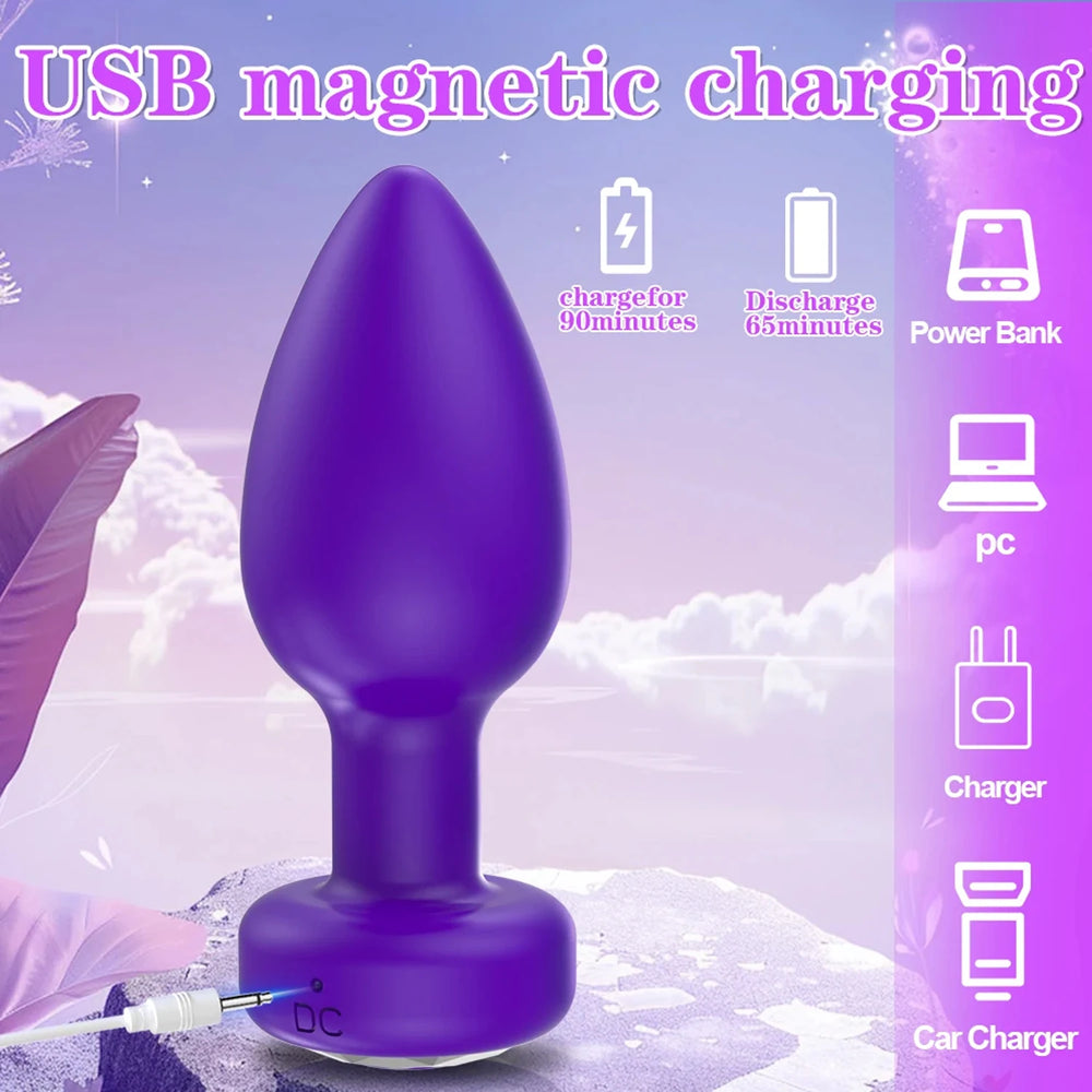Vibrating Butt Plug, Remote or App Control, 10 Modes