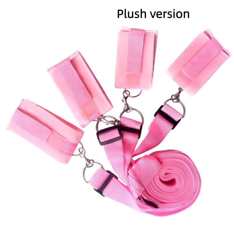 Adjustable Bed Restraint Set, Wrist and Ankle Cuffs, With or Without Plush