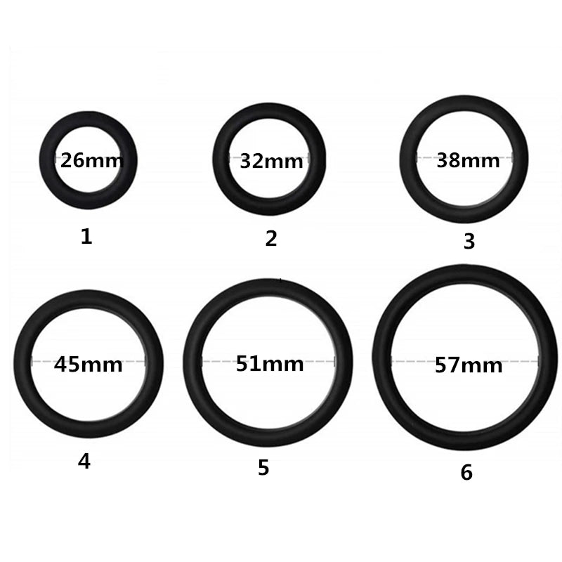 Silicone Beaded Cock Rings, 26 to 57mm or 6-Piece Set