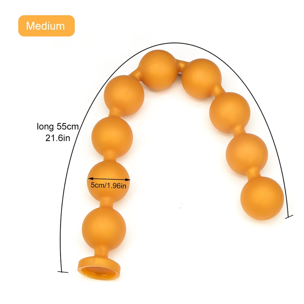 9-Ball Silicone Anal Beads, Black or Gold