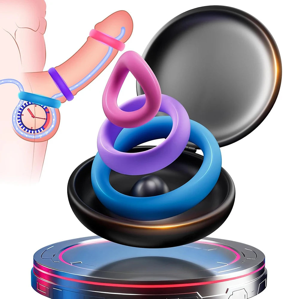 Silicone Cock Ring Set, 3 Sizes S/M/L