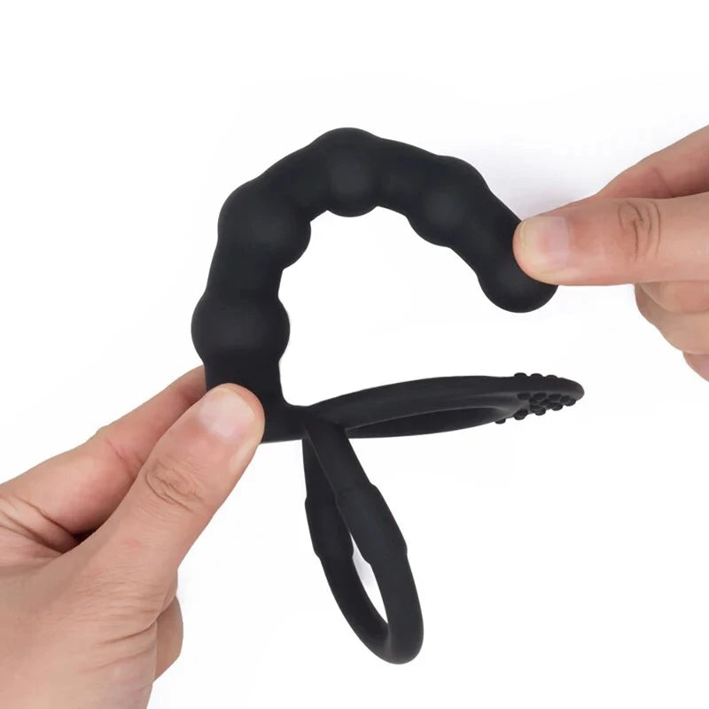 Silicone Anal Beads with Cock Ring